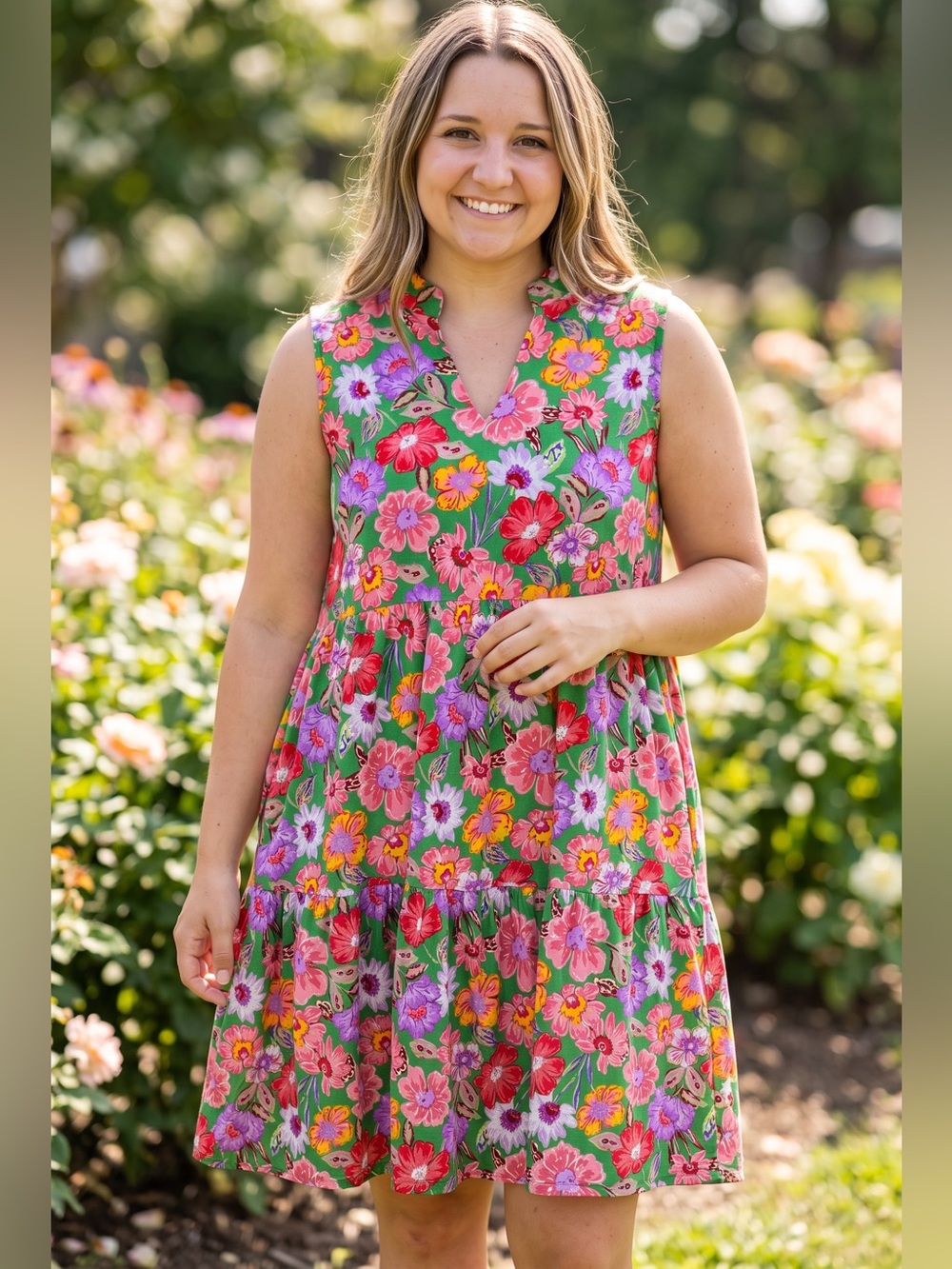 Dear Scarlett Sleeveless Pink Floral V-Neck Summer Dress